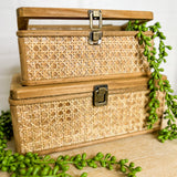 Wood Wicker Glass Box