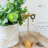 Brass and Pearl Earrings