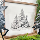 Grayscale Snowy Pines Iii - 12x12