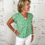 Green Floral Top