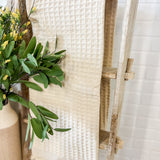 Cream Waffle Fringe Throw