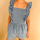 Ruffle Me Up Denim Romper