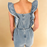 Ruffle Me Up Denim Romper