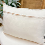 Beige Linen Mix Lumbar Pillow