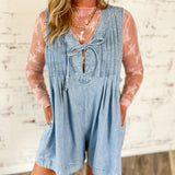 Sweet on Denim Pintuck Romper