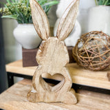 Large Mango Wood Cutout Rabbit