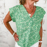 Green Floral Top