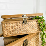 Wood Wicker Glass Box