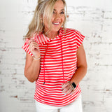Stripe Hooded Top