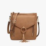 Layla Faux Suede Whipstitch Crossbody with Tassel