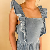 Ruffle Me Up Denim Romper