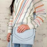 Sloane Flapover Crossbody with Whipstitch and Tassel