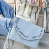 Sloane Flapover Crossbody with Whipstitch and Tassel