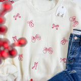 Candy Cane Bow Sweater