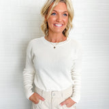 Cream Textured Knit Top