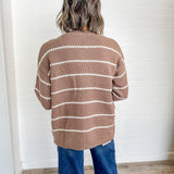 Mocha Stripe Knit Cardigan