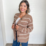 Mocha Stripe Knit Cardigan