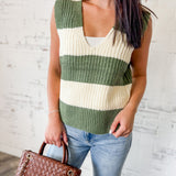 Stripe it Lucky V-neck Sweater Vest