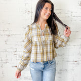 Country Charm Tie-front Checkered Blouse