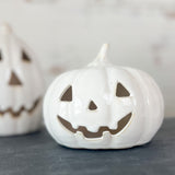 Short White Ceramic Jack-o-Lantern