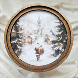 8" Round Village Santa Art