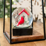 Glass Snow Globe Birdhouse Cardinal