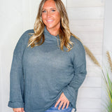 Waffle Knit Cowl Neck Top