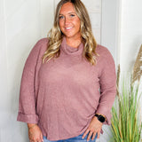 Waffle Knit Cowl Neck Top