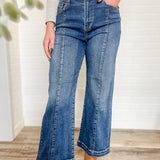 Risen High-Rise Front Seam Wide Leg Jeans