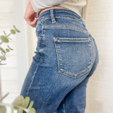 Risen High-Rise Front Seam Wide Leg Jeans