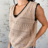 Contrast Crochet Vest