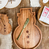 Acacia Snowman Server & Spreader Set