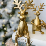 Gold Sitting Shelf Edge Reindeer