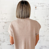 Ribbed Mock Neck Pocket Top