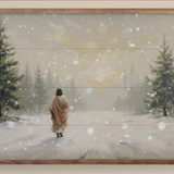 36x24" Jesus Walking In The Snow