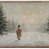 16x10" Jesus Walking In The Snow