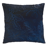 18" Navy Holly And Mistletoe Pillow