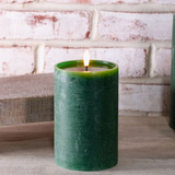 6" Wide Green Led Pillar Candle