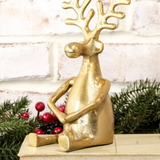 Gold Sitting Holding Hands Reindeer