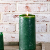 8" Wide Green Led Pillar Candle