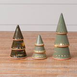 Ceramic Light Up Trees, Asst Green