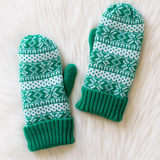Green & White Mittens