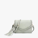 Sloane Flapover Crossbody with Whipstitch and Tassel