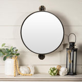 Metal Mirror Round Wall Mounted Black