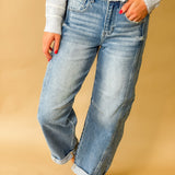 Risen Relaxed High Rise Straight Leg Denim Jeans