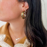 Mixed Metal Chunky Hoop Earrings