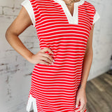 Varsity Stripe V-Neck Shift Dress