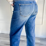 Risen Raw Hem Wide Leg Denim