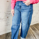 Risen Relaxed High Rise Straight Leg Denim Jeans