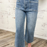 Cropped Wide Leg Denim Jeans